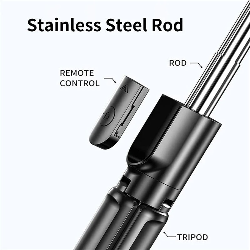 3-in-1 Compact Selfie Stick Tripod with Fill Light and Wireless Remote